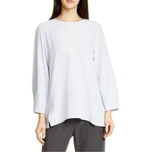 Eileen Fisher 1X Silk Georgette Crepe Roundneck Blouse Top Insky
